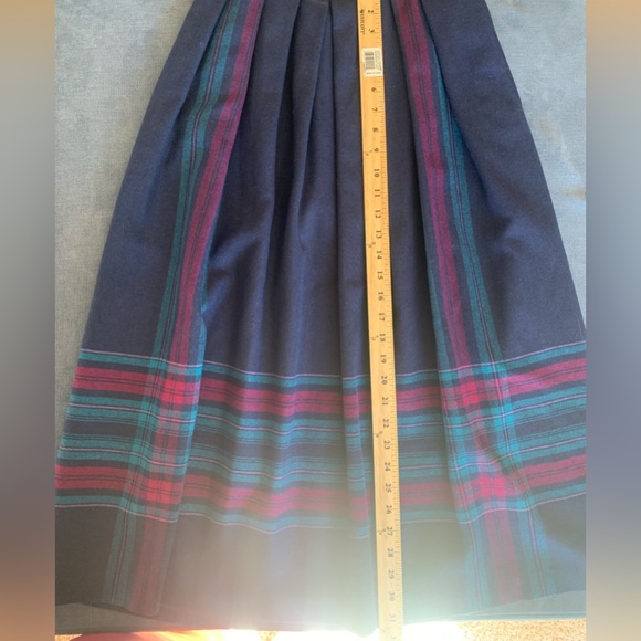 Personal Womens Vintage A Line Skirt 12 Blue Pleated Lined Pockets Preppy Maxi - Picture 12 of 12